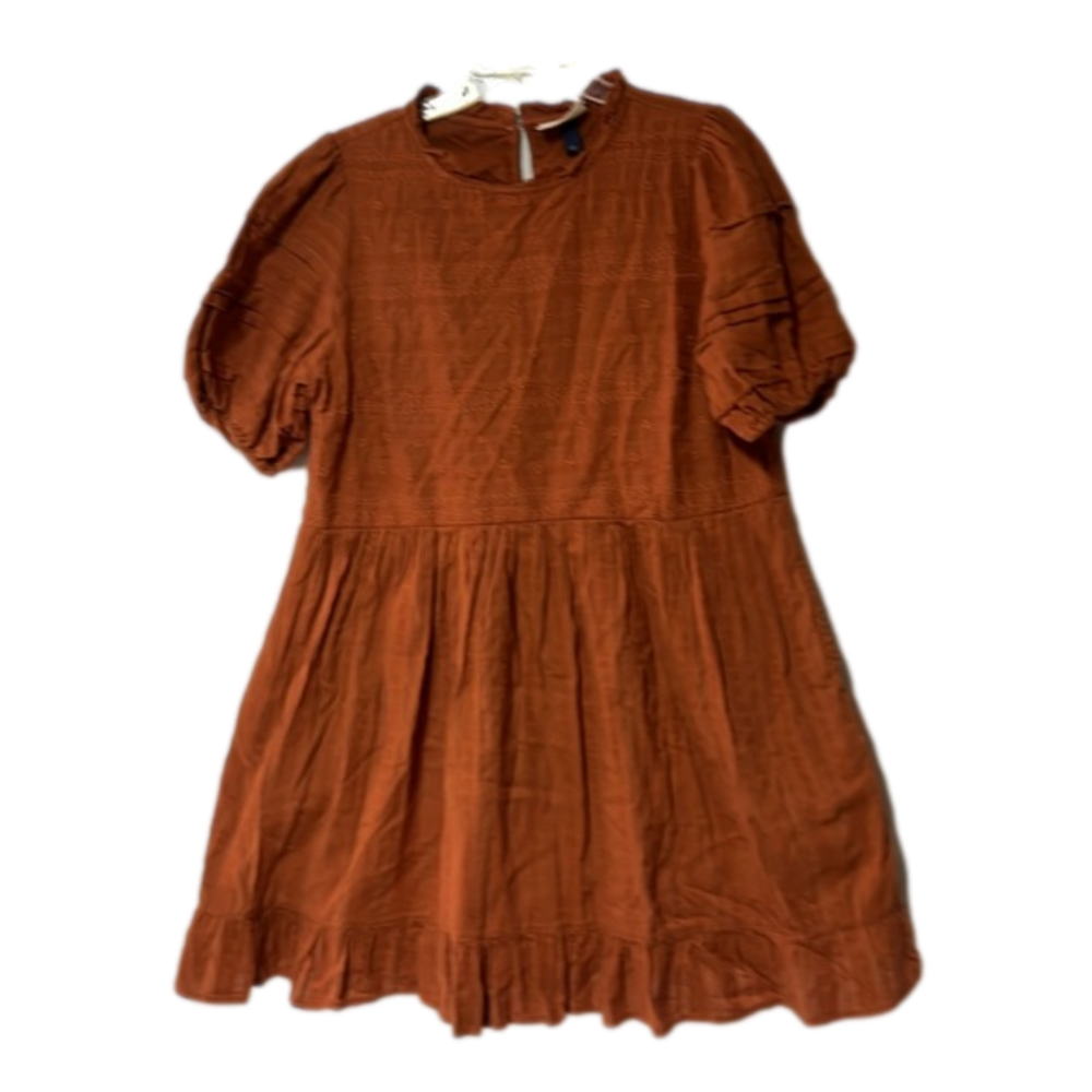 Universal Thread Rust Orange Puff Sleeve Babydoll Dress